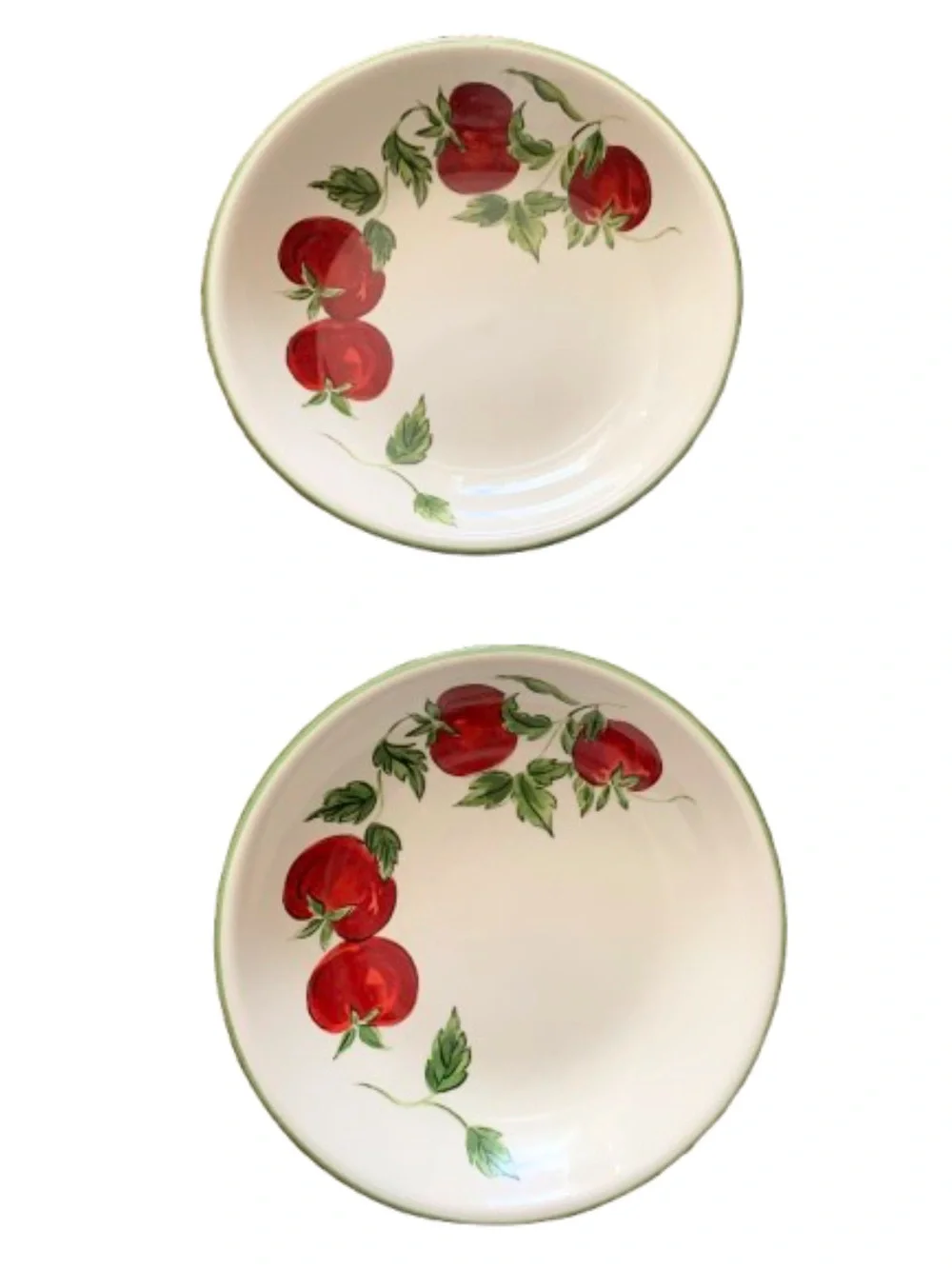 2 Crate & Barrel Tomato Vine Ceramic Pasta Bowls Plates Dishes Portugal 9